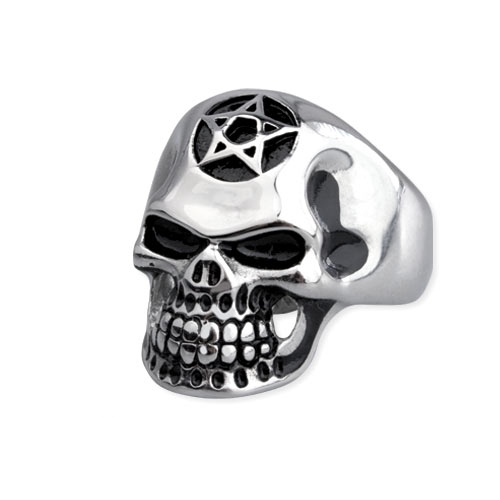 Bague inox 'pentagram skull'