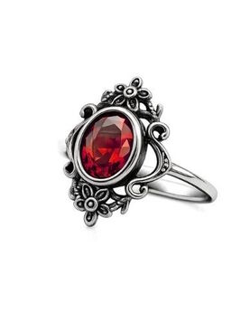 Bague Gothique etNox Coeur de Grenat