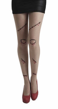 Collants gothiques effet points de suture sanglants