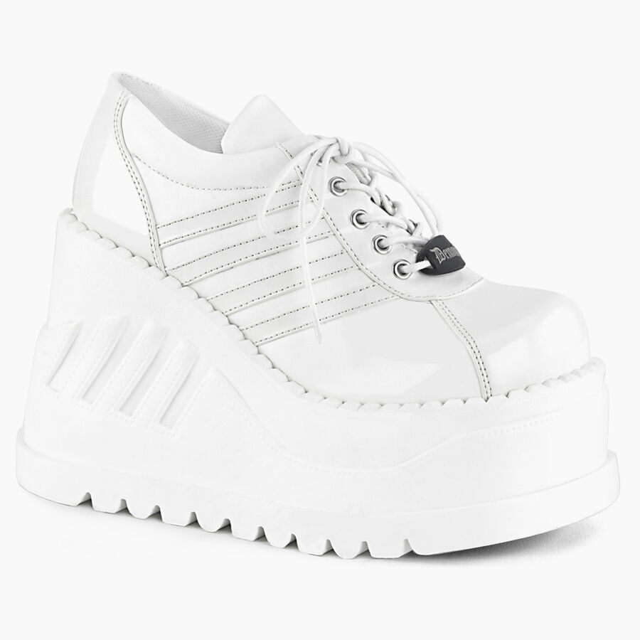 Chaussures gothiques blanches DEMONIA 'stomp08' à semelles compensées