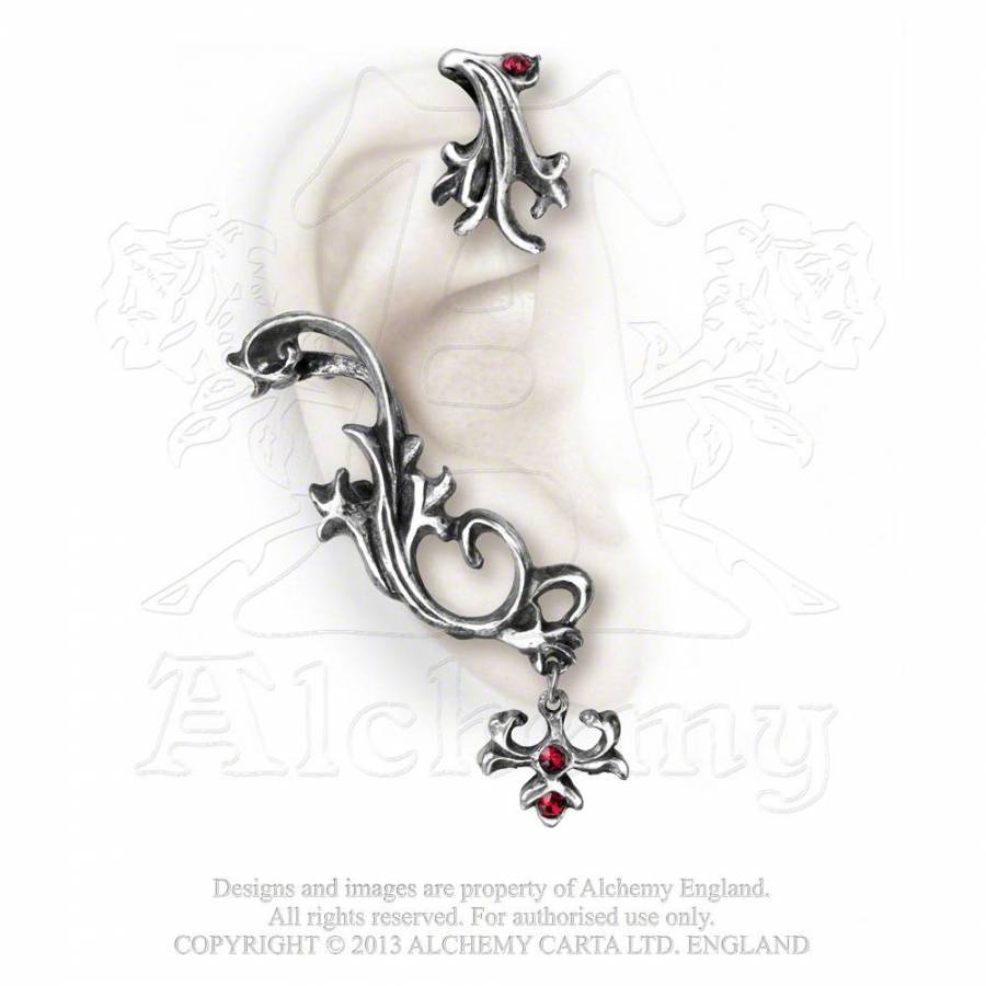 Alchemy Gothic Tentazione - Orecchio Wrap A Serpente Per Orecchio Sinistro - Gioiello Gotico In Metallo