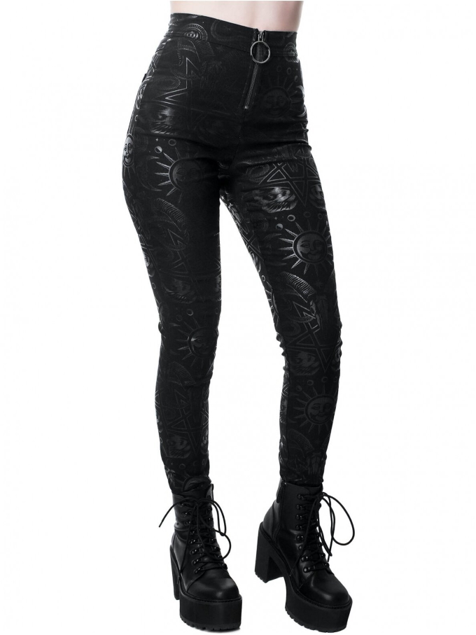 Pantalon gothique femme KILLSTAR taille haute 'temple'