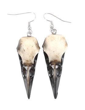 Boucles d'oreilles Cr&acirc;ne de Corbeau en R&eacute;sine