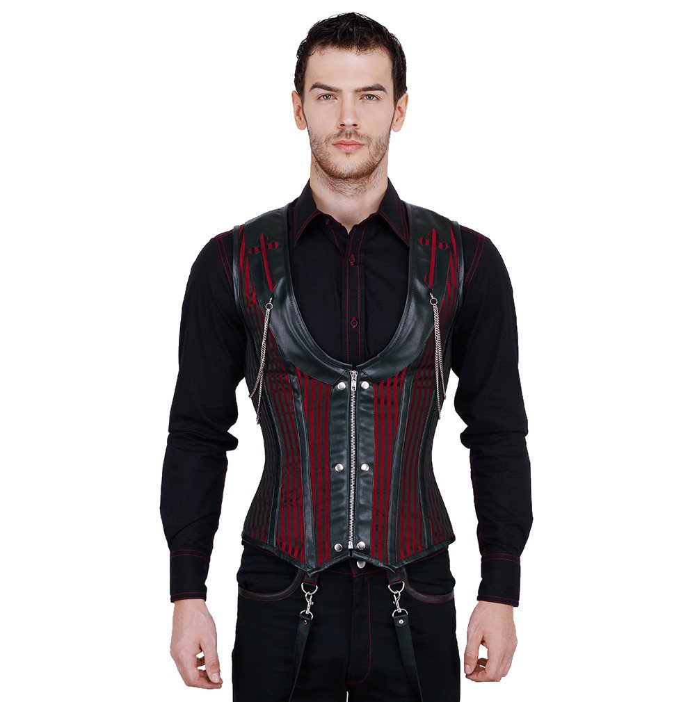 photo n°2 : Corset gothique homme noir et rouge