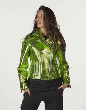 Perfecto Femme New Rock - Cuir Vert Métallisé