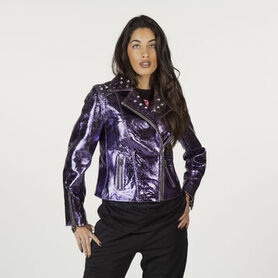 Perfecto Femme New Rock - Cuir violet Métallisé