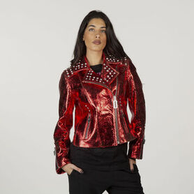 Perfecto Femme New Rock - Cuir Rouge Métallisé