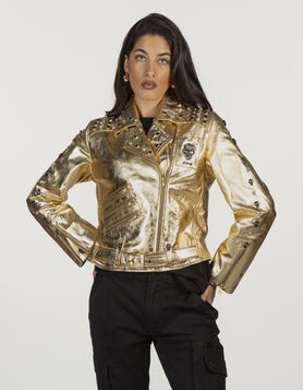Perfecto Femme New Rock - Cuir Or Métallisé