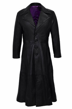 Long manteau gothique vampire cuir 'Dracula'