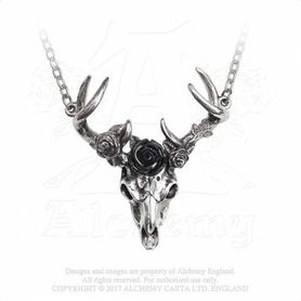 Pendentif ALCHEMY GOTHIC 'white hart black rose'