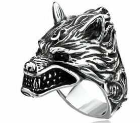 Bague loup en acier