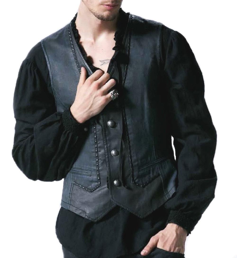 Gilet gothique bleu sans manches homme de punk rave y533