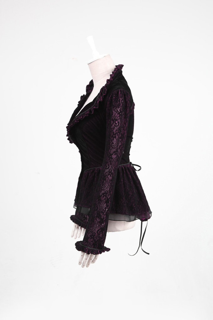 Veste gothique femme noir et violet PUNK RAVE Y497 ornée de Veste gothique vampire noir et rouge pour femme 'carmilla'